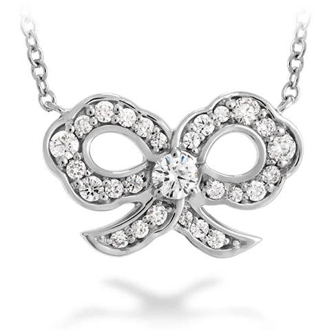 women's diamond necklaces-Hearts On Fire Lorelei Diamond Bow Necklace