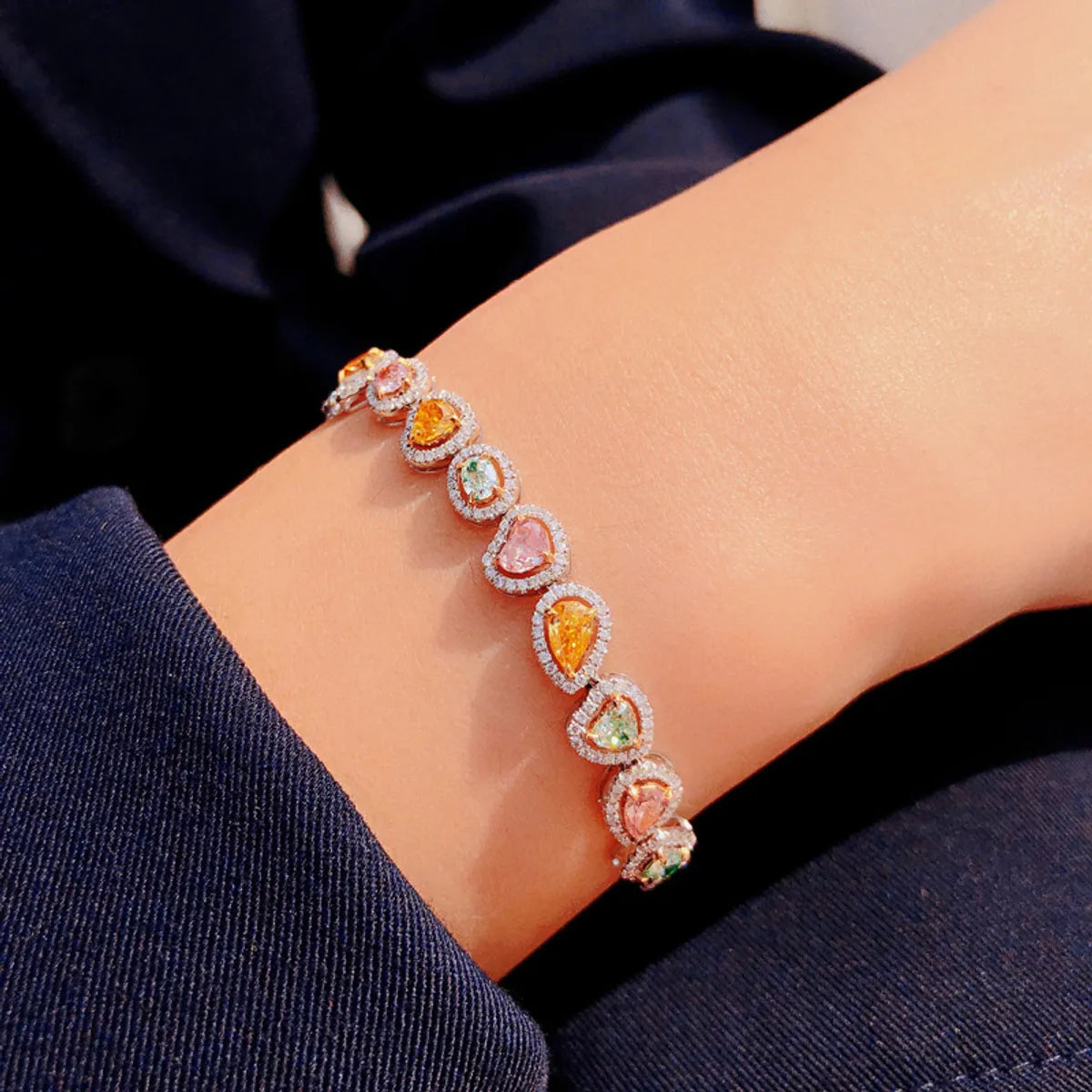 women's minimalist bracelets-Candy Series Irregular Micro-inlaid Color Treasure Bracelet Luxury Full Diamond Bracelet