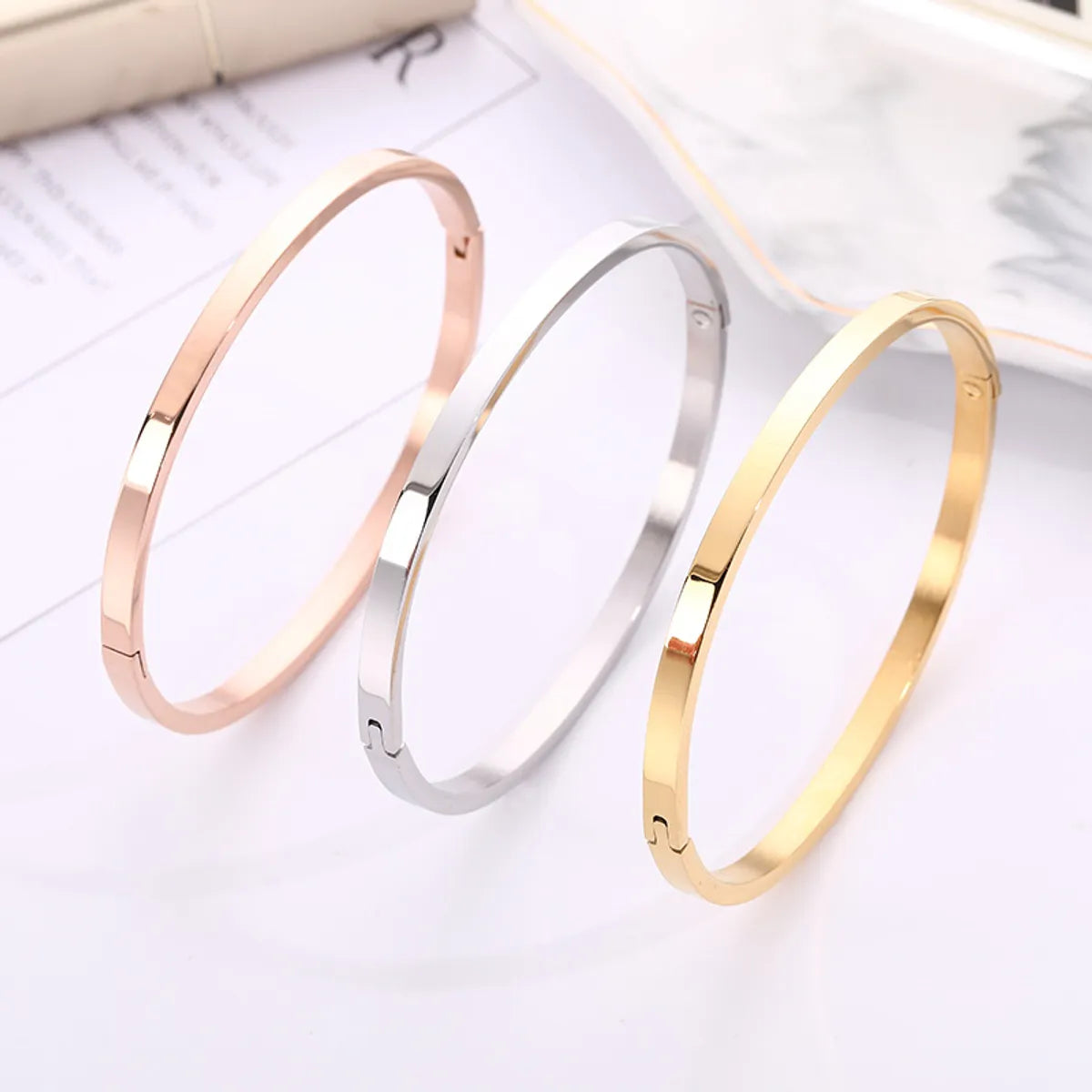 women's charm bracelets-Wholesale Modern Style Solid Color Stainless Steel 18k Gold Plated Bangle