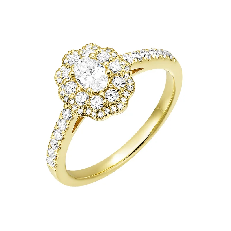 women's vintage-style engagement rings-Vintage Scalloped Diamond Engagement Ring