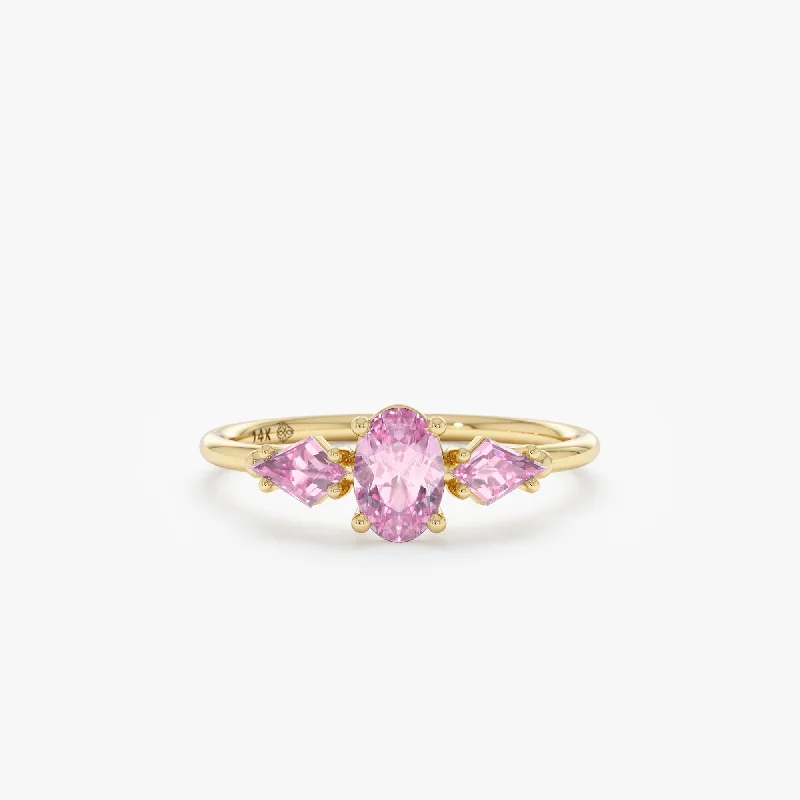 women's princess cut solitaire engagement rings-Natural Pink Sapphire Engagement Ring, Rosalina