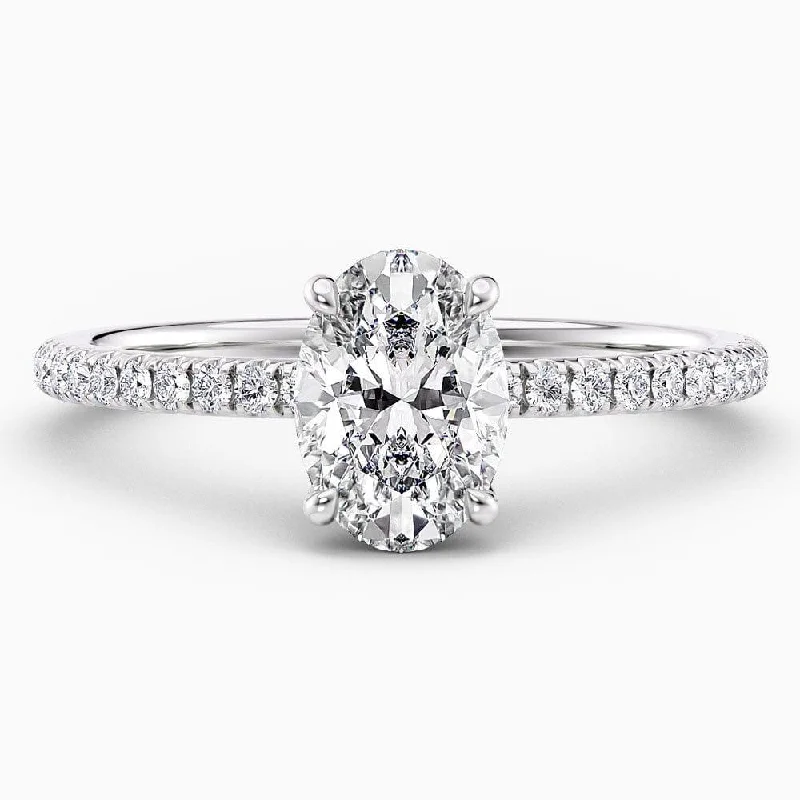 women's elegant engagement rings-1.30 Carat Oval Cut Hidden Halo Natural Diamond Engagement Ring GIA Certified