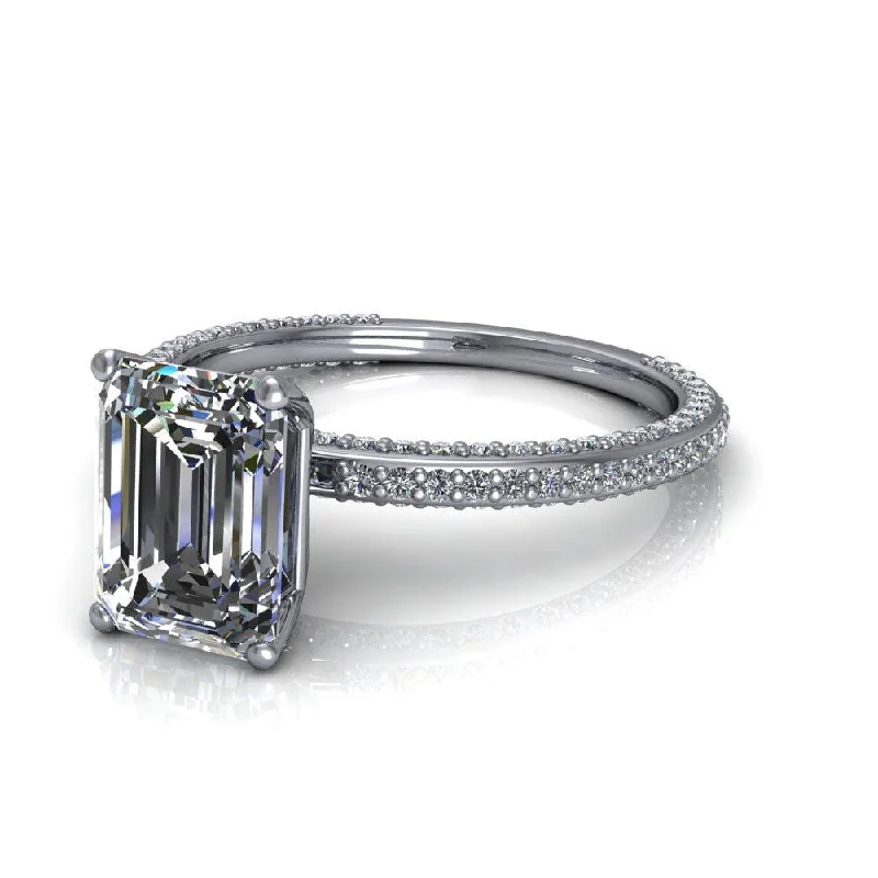 women's diamond ring engagement sets-Emerald Cut Moissanite Engagement Ring 2.25 CTW