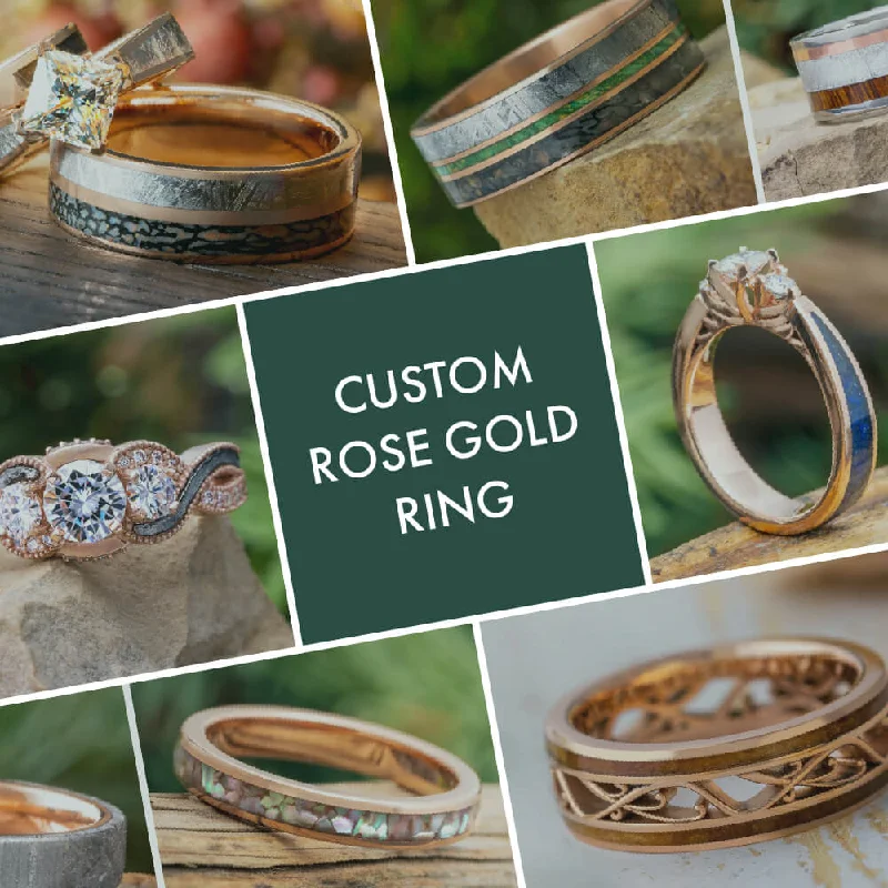 women's birthstone rings for women-Custom Rose Gold Ring