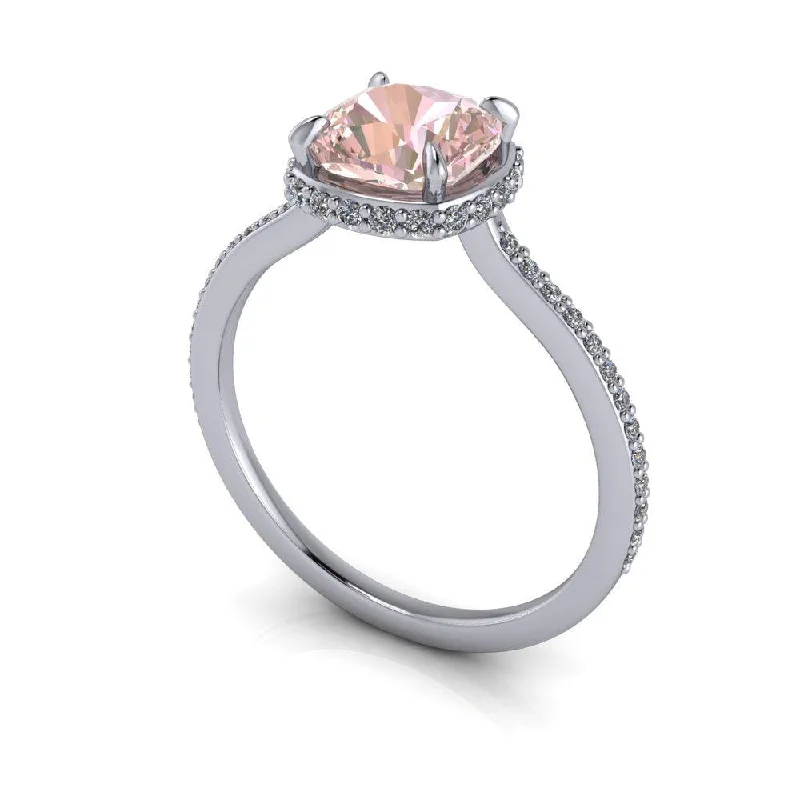 women's engagement rings with large diamonds-Cushion Cut Morganite Engagement Ring 1.50 ctw