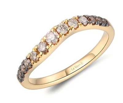 women's vintage diamond engagement rings-14K Honey Gold 0.43cttw Chocolate Ombre Diamond Ring