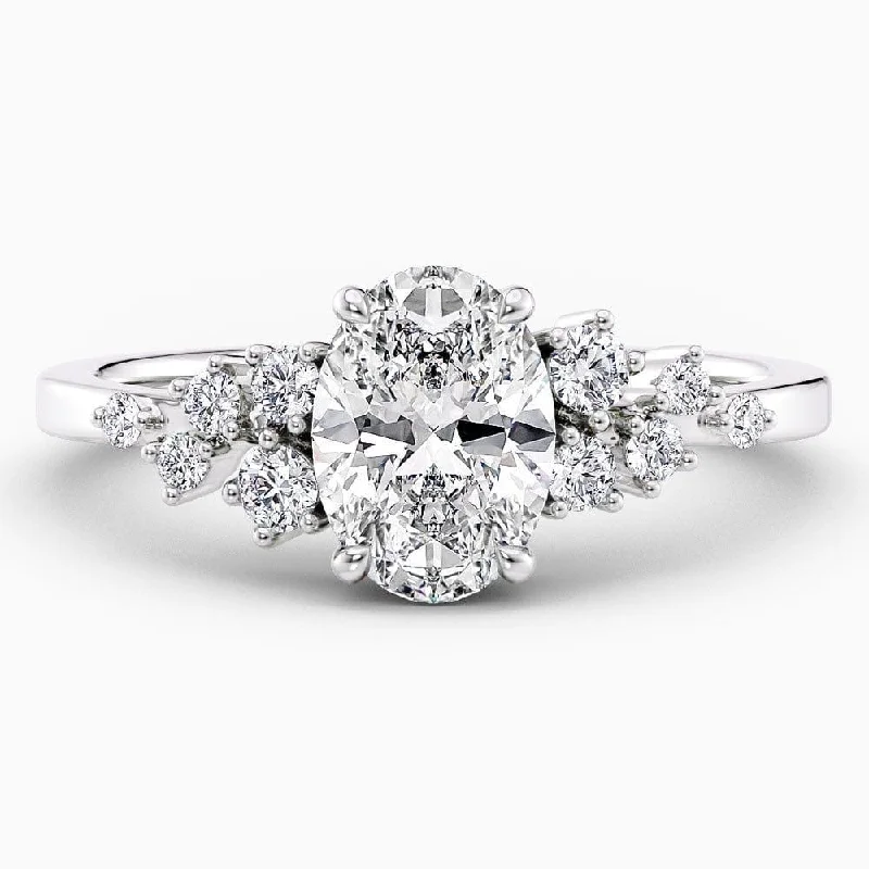 women's engagement rings with white sapphires-Chloe-Twin Snowdrift Lab Grown Diamond Engagement Ring