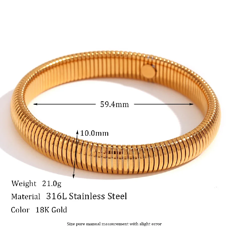 10mm Width Single Layer Elastic Snake Chain Bracelet-Gold