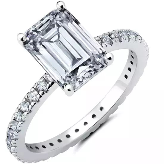 women's engagement rings with side diamonds-CRISLU EMERALD CUT ENGAGEMENT RING -3.55 CTTW