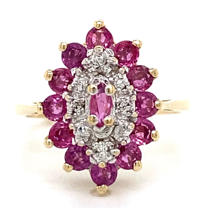 women's halo-style engagement rings-Estate Ruby & Diamond Ring