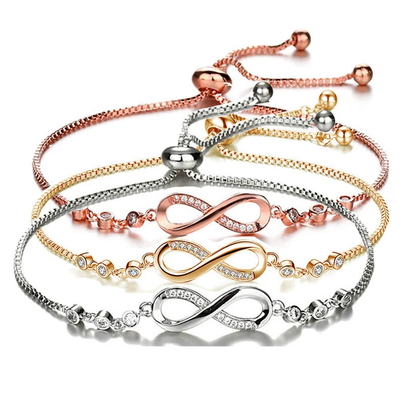 women's layered bracelets-Simple Style Infinity Copper Plating Inlay Zircon Gold Plated Bracelets