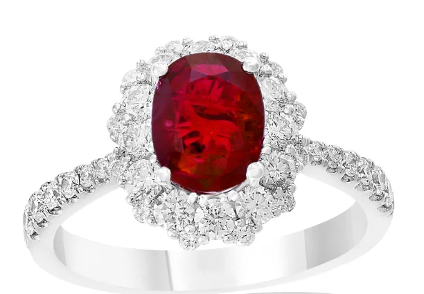 women's designer engagement rings-18K White Gold 1.02ct Ruby & 0.81cttw Diamond Ring Sz 6.5