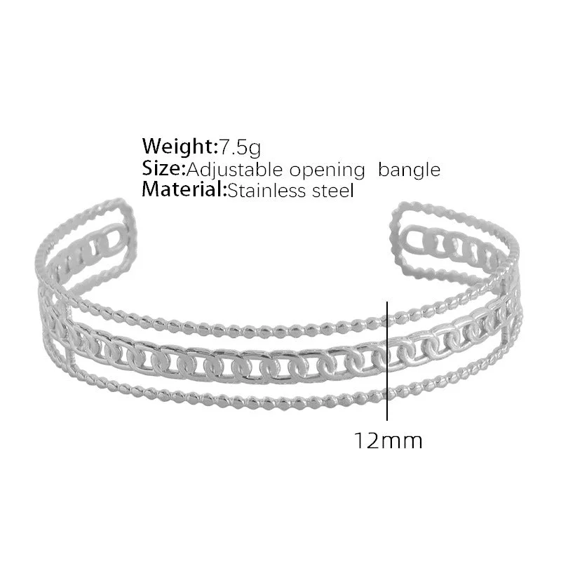 Sz48 Steel Adjustable Opening Bracelet