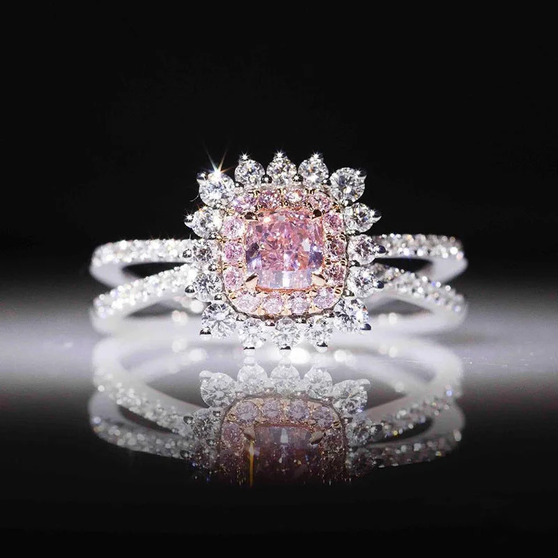 White Gold Color Pink Diamond