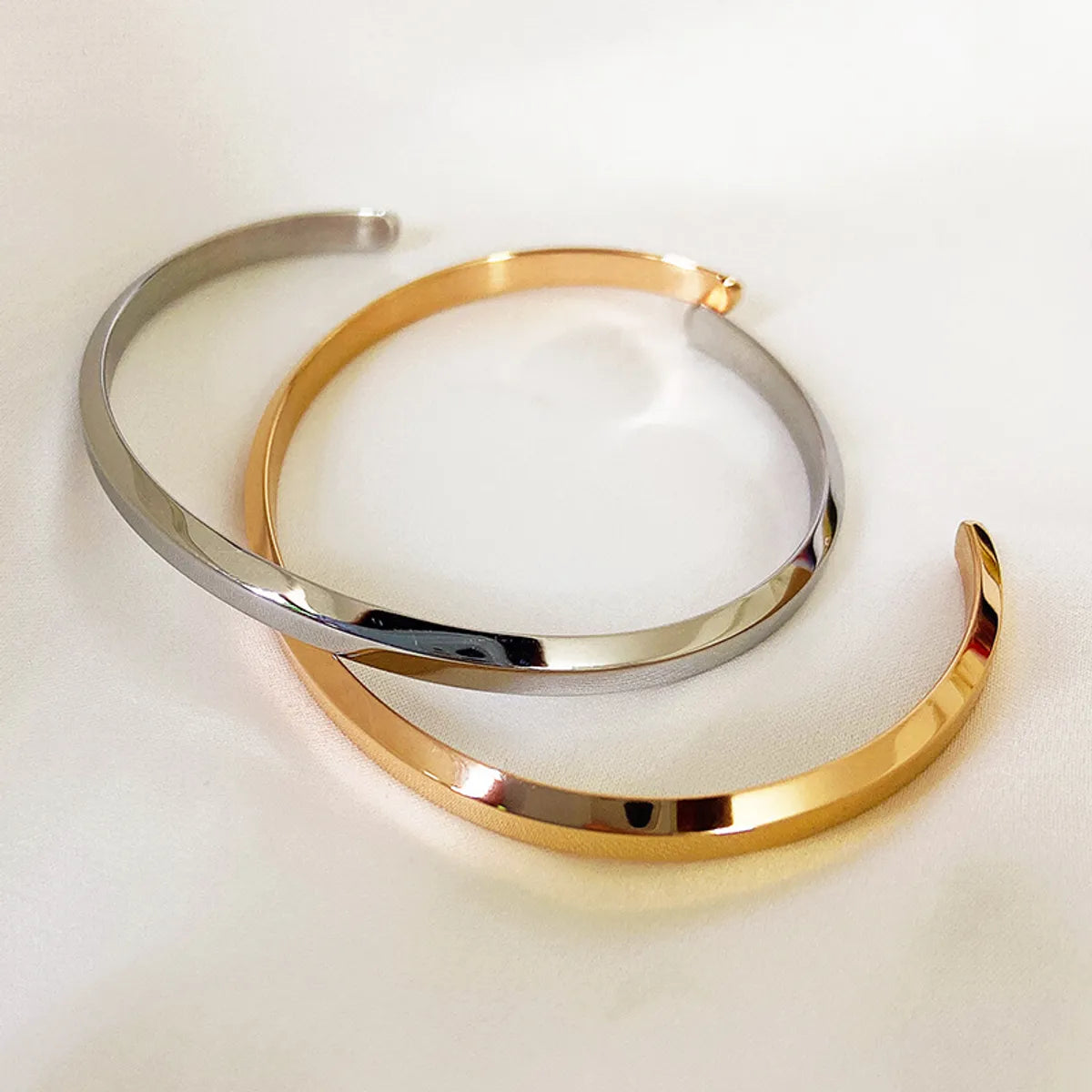 women's cuff bangles-Lady Solid Color Titanium Steel Cuff Bracelets In Bulk