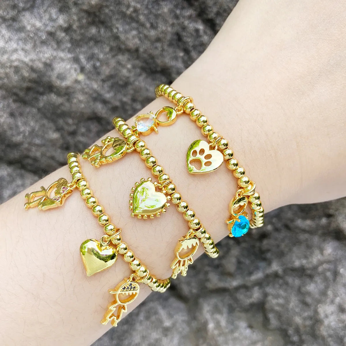 women's fashion bracelets-Copper Plating Heart Shape Bracelets