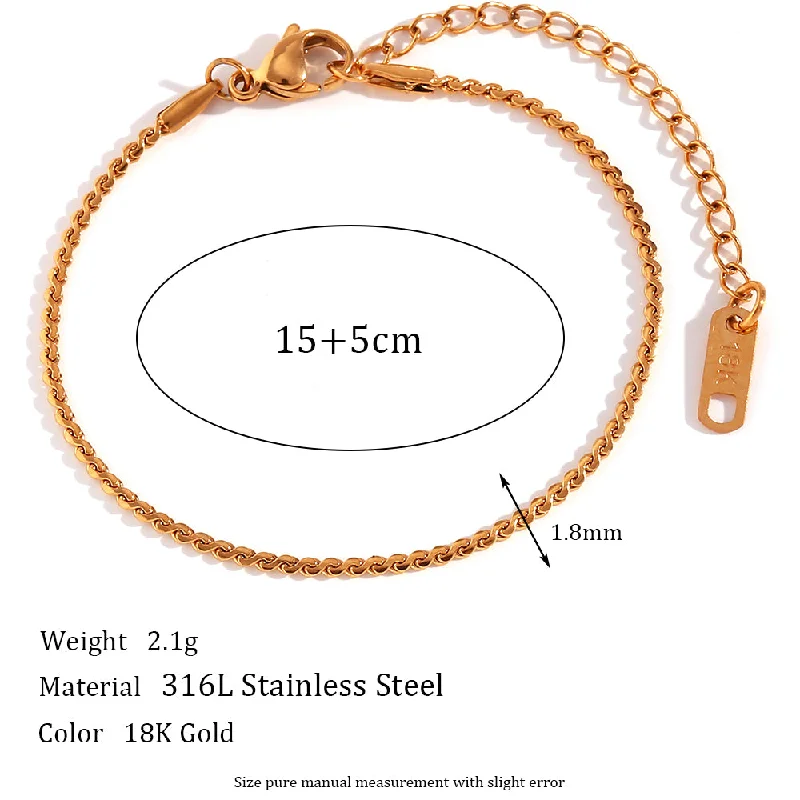 1.8mm S Chain-Gold Cross Bracelet-15cm+5cm