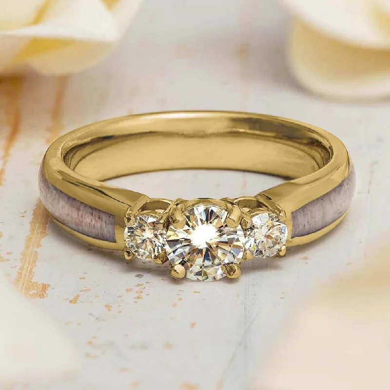 women's nature-inspired rings-Antler Engagement Ring in Yellow Gold