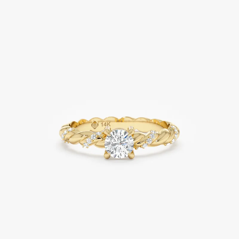 women's engagement rings with diamond halos-Twisted Diamond Engagement Ring, Josie