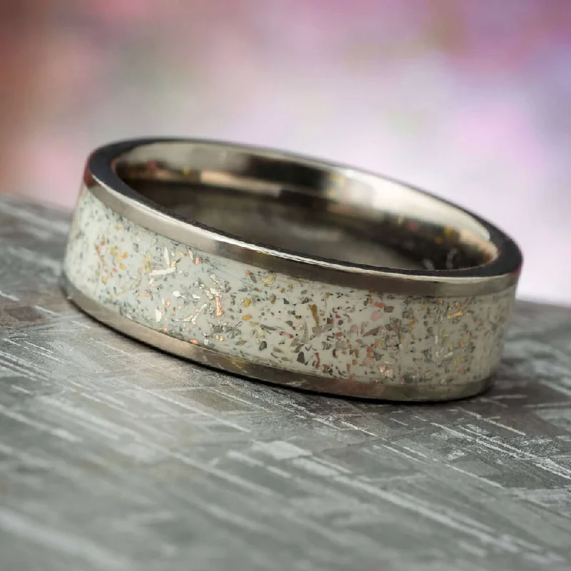 women's vintage rings-White Stardust™ Wedding Band In Polished Titanium