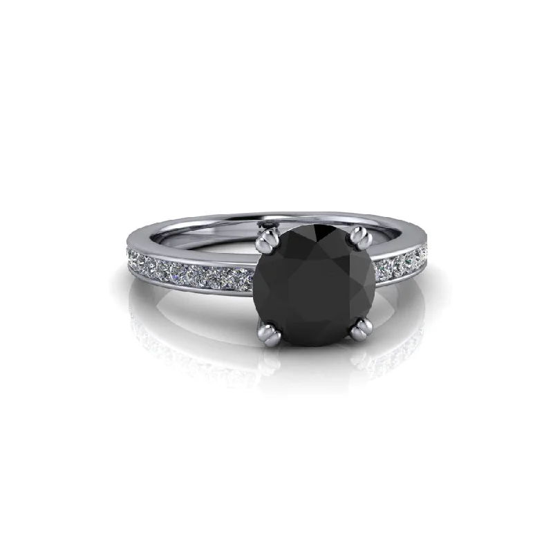 women's stackable engagement rings-Black Diamond Engagement Ring 2.40 CTW