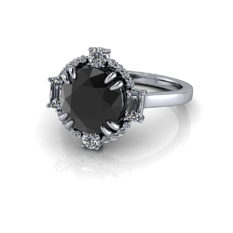 women's oval engagement rings-Victoria No. 3 Black Diamond Engagement Ring