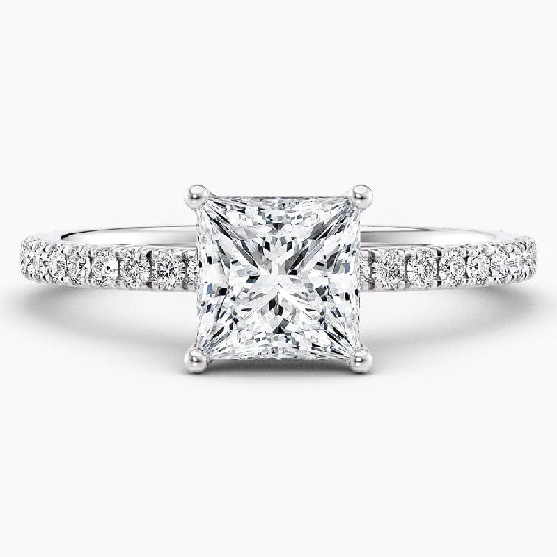 women's cushion cut engagement rings-Elodie Hidden Halo Lab Grown Diamond Engagement Ring