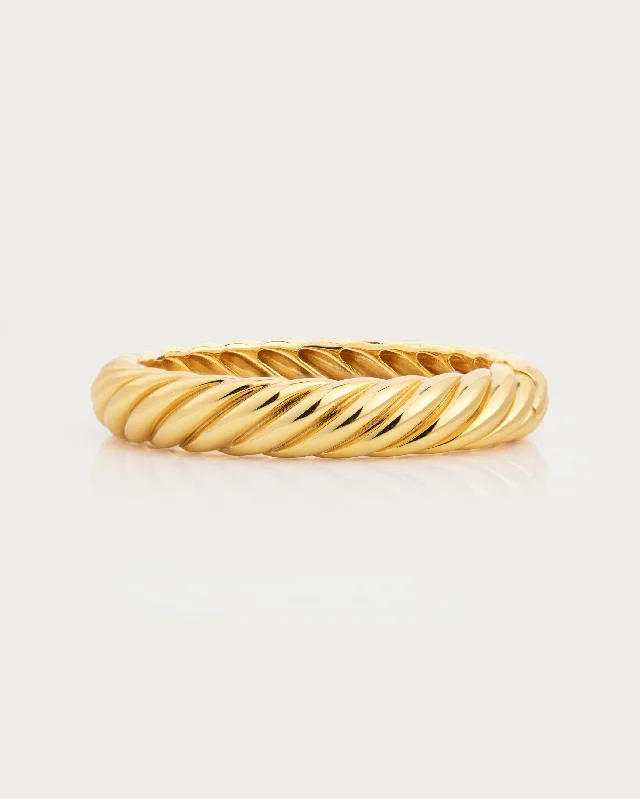 women's bangle bracelets-Gold Chunky Braided Bangle