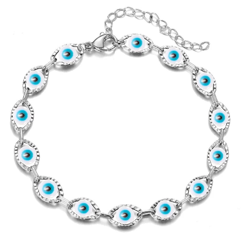 Silver Background Cyan Bracelet