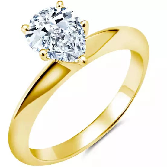 women's gold and diamond engagement rings-CRISLU TIFFANY PEAR CUT SIMPLE ENGAGEMENT RING