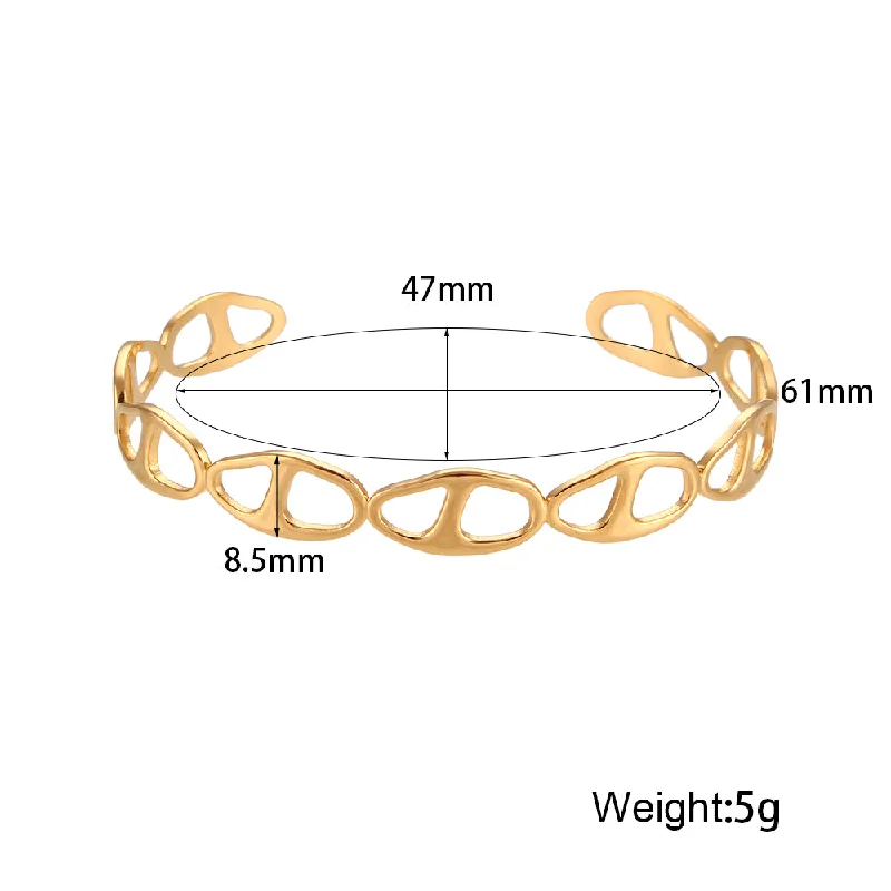 Adjustable Opening Irregular Pig Nose Bracelet-Gold