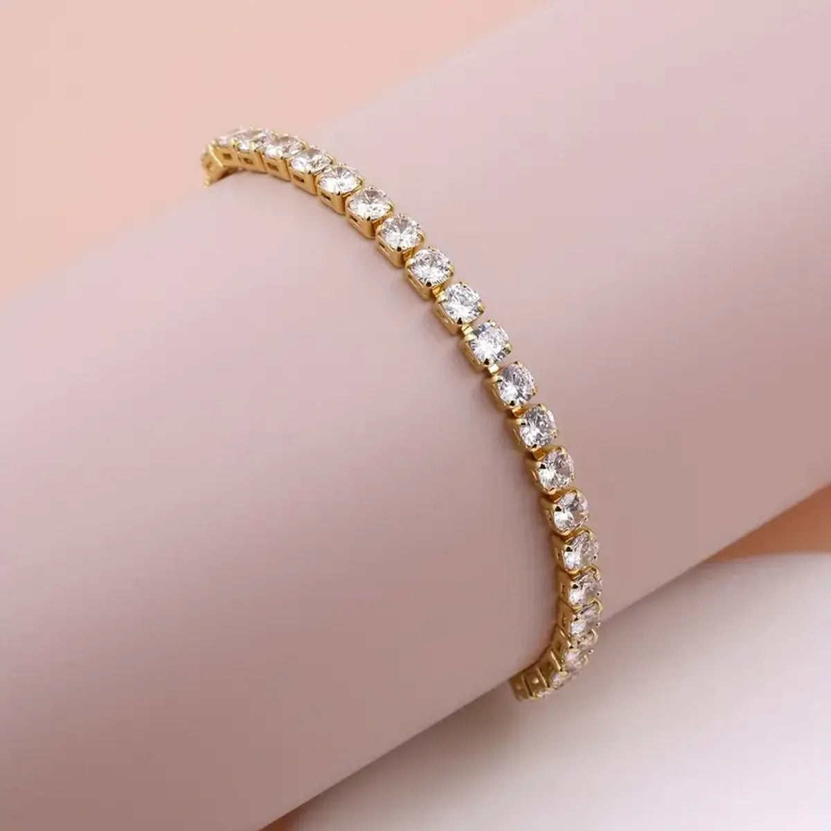 women's anniversary bracelets-Glam Simple Style Square Copper 18k Gold Plated Zircon Tennis Bracelet In Bulk