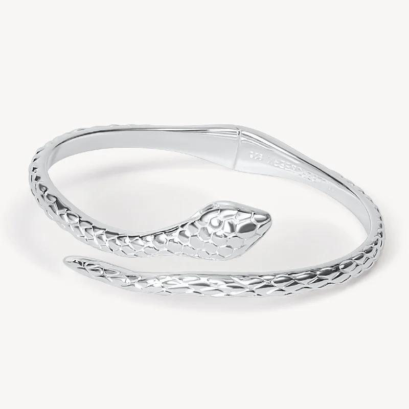 women's engraved bangle bracelets-Serpent Cuff Bracelet