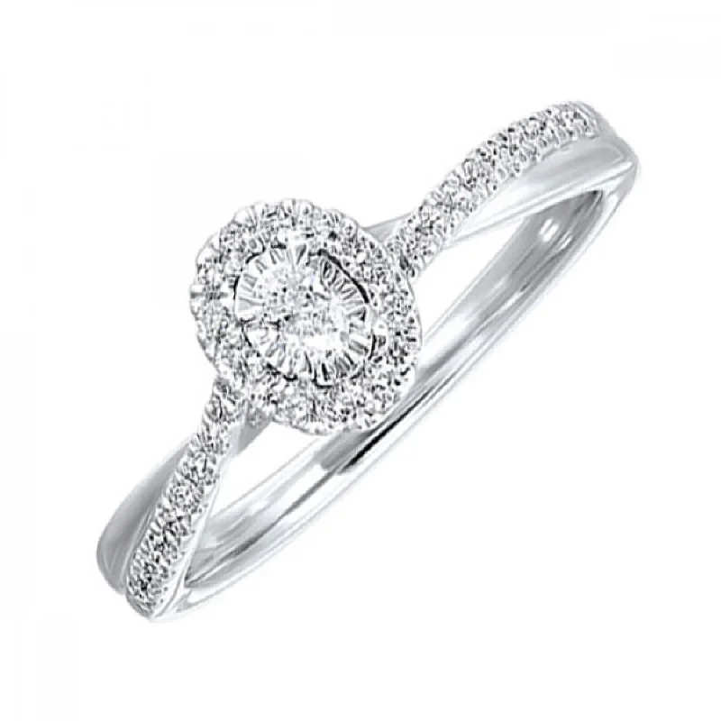 women's luxury engagement rings-Oval Diamond Ring with Halo and Twist Band