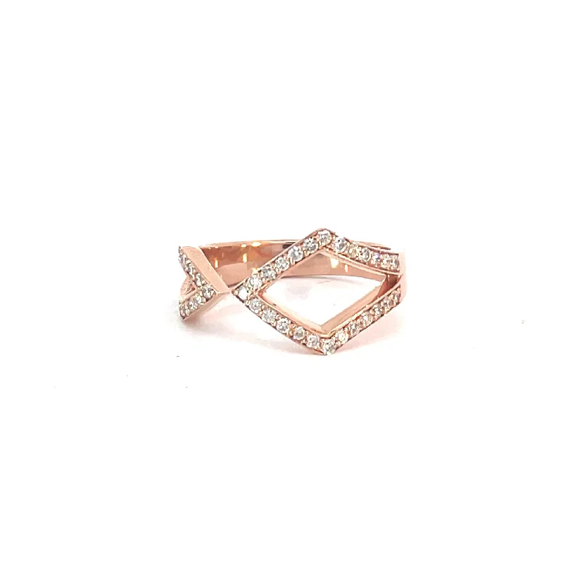 women's white gold engagement rings-Contemporary Rose Gold Diamond Ring