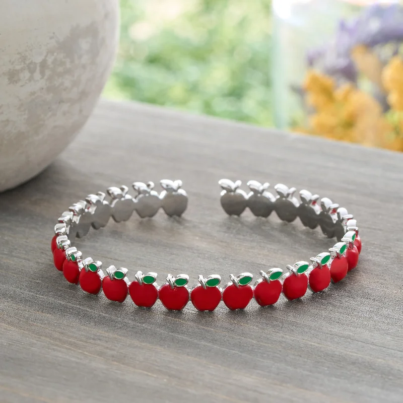 women's vintage bracelets-Little Apple Cuff Bracelet