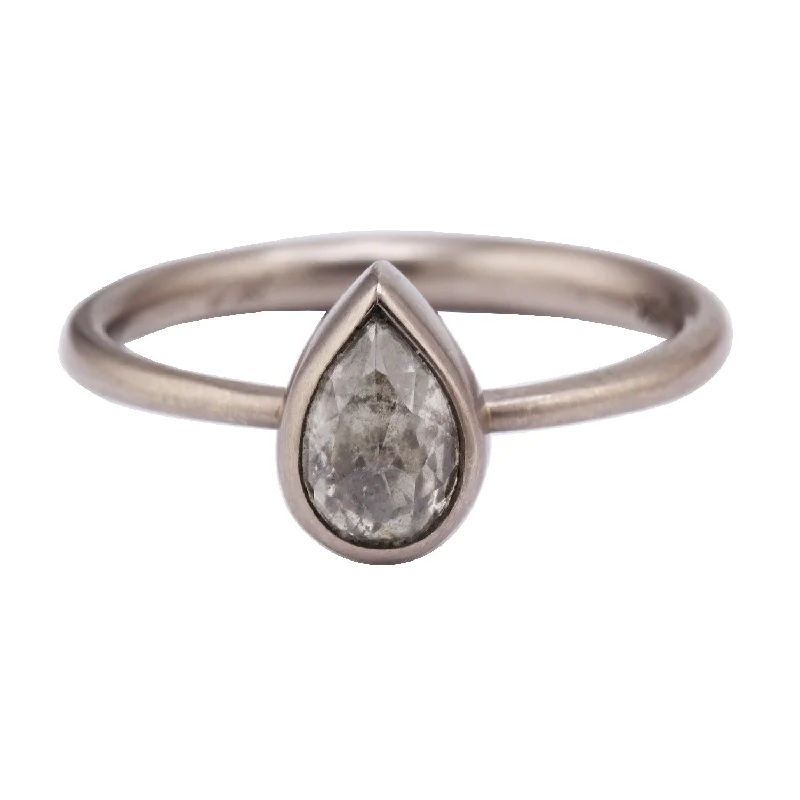 women's vintage engagement rings-Grey Teardrop Diamond Ring