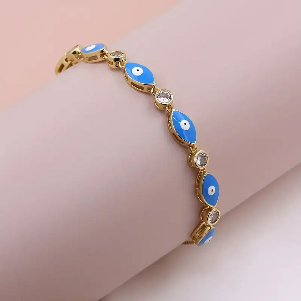 women's simple gold bangles-Novelty Eye Copper Enamel Plating Inlay Zircon 18k Gold Plated Drawstring Bracelets