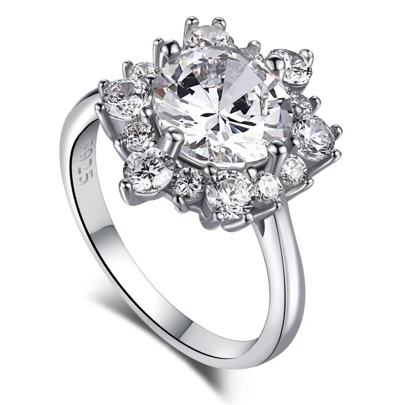 women's platinum wedding engagement rings-Elegant Floral Diamond Ring