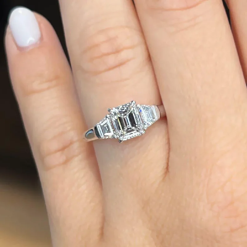 women's custom-designed engagement rings-Sunny Three Stone Lab Grown Diamond Engagement Ring