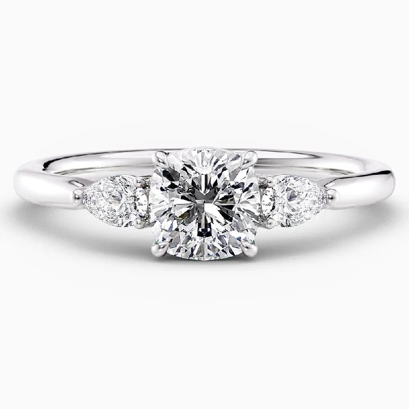 women's bridal engagement rings-1.50 Carat Cushion Cut Three Stone Natural Diamond Engagement Ring GIA Certified