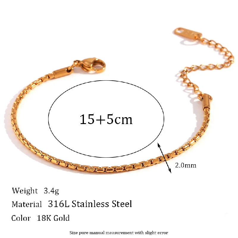 2.2mm Hammer round Artificial Pearl Chain-Gold Bracelet-15cm 5cm