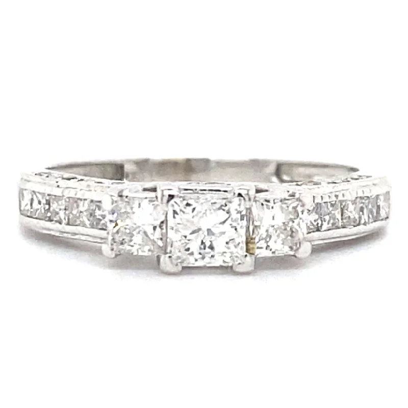 women's diamond engagement rings-Estate Princess Cut Engagement Ring