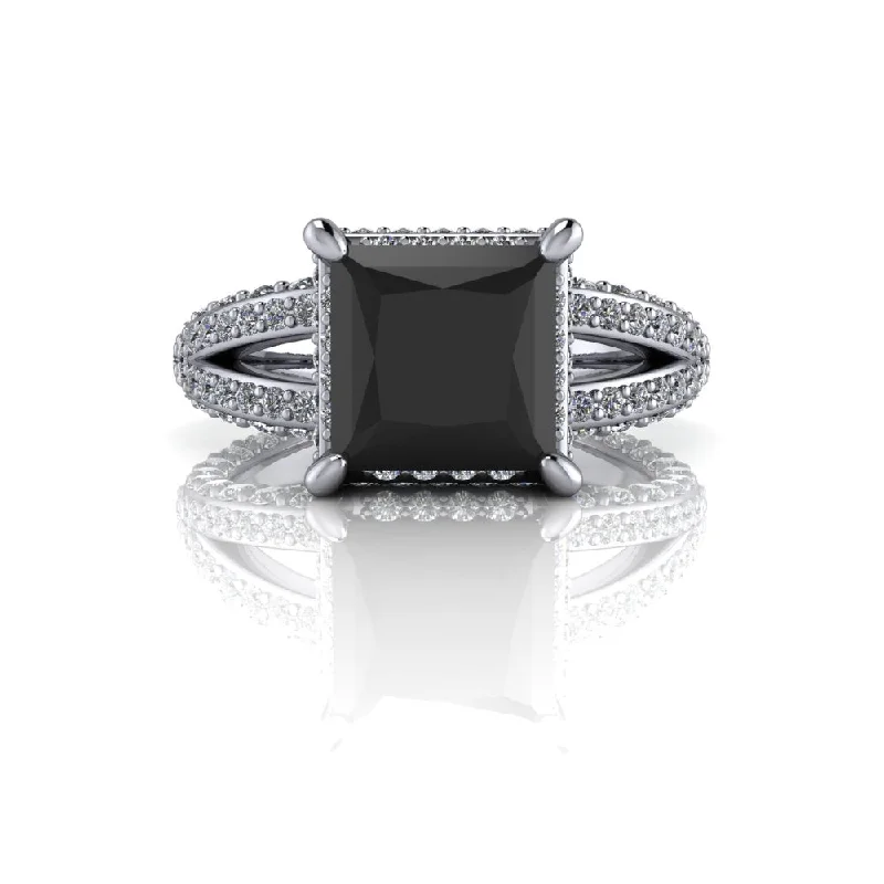 women's round engagement rings-Selma No. 1 Black Diamond Engagement Ring