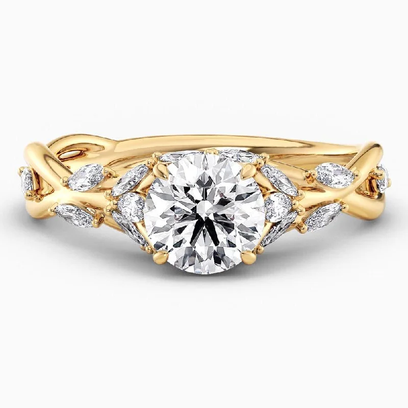 women's diamond solitaire rings-Letitia Twisted Leaves Lab Grown Diamond Engagement Ring