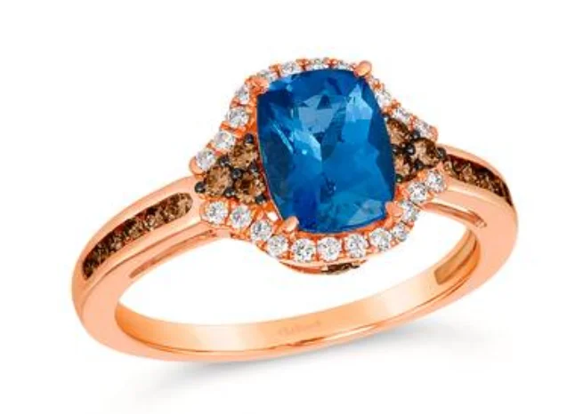 women's engagement rings with emeralds-14K Strawberry Gold 1.25ct Blueberry Tanzanite & 0.39cttw Diamond Ring by LeVian