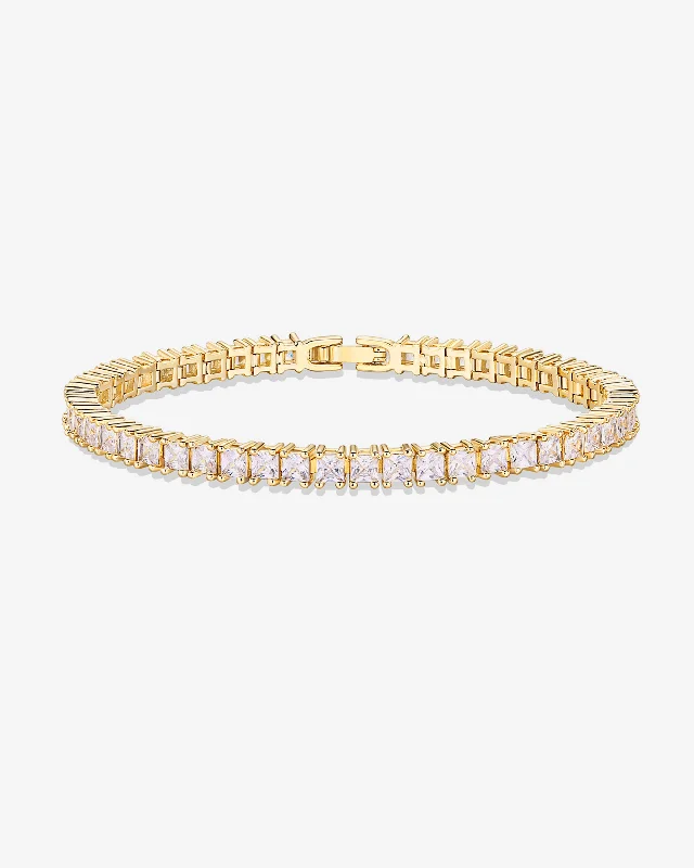 women's gold bangles-Princess Cut Tennis Bracelet