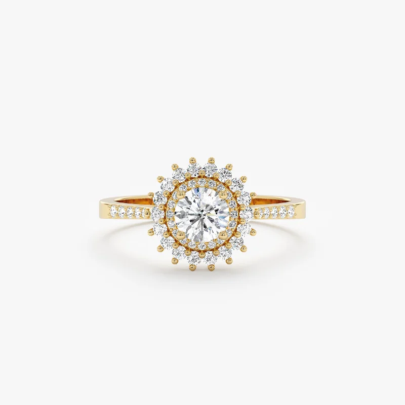 women's elegant engagement rings-Diamond Starburst Engagement Ring, Sophie