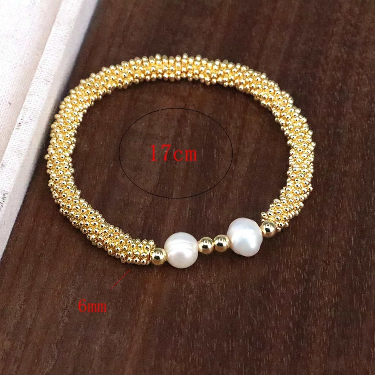 women's gemstone bangles-Copper 18K Gold Plated Elegant Vintage Style Simple Style Plating Inlay Round Artificial Pearls Bracelets