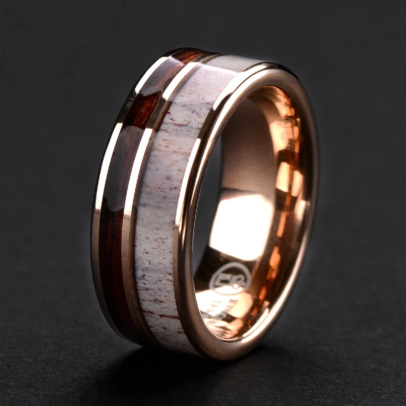 women's vintage engagement rings-Tungsten Meteorite Ring for Men | Gold Plated Wedding Band | 8mm